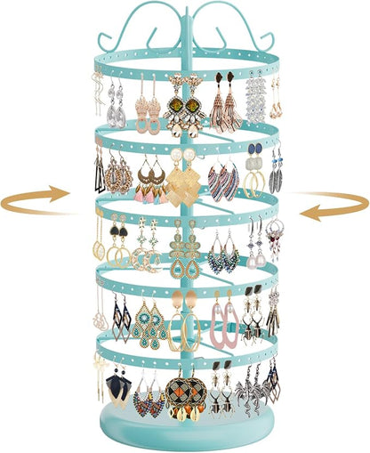 MODOWEY Rotating Earring Holder Organizer Display, 5 Tiers Metal Tree, by MODOWEY