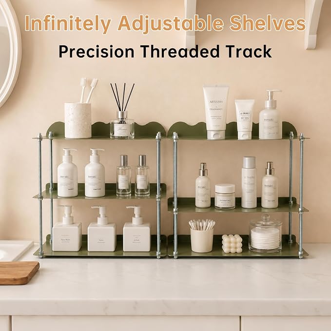 Adjustable Height Bathroom Countertop Organizer, Countertop Shelf | 3-Tier - Image 6
