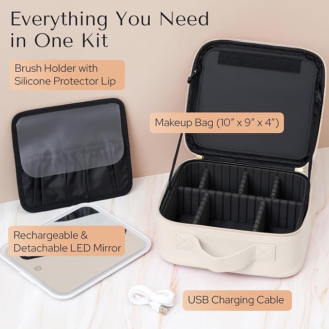 Makeup Bag with LED Mirror – Travel Cosmetic Organizer with Lighted Mirror - Image 6