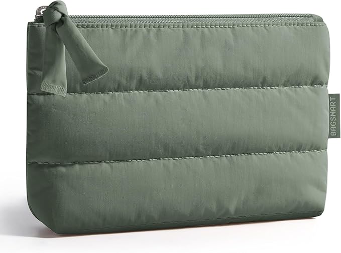 BAGSMART Small Makeup Bag, Machine Washable Puffy Cosmetic Pouch | Fits purses by BAGSMART