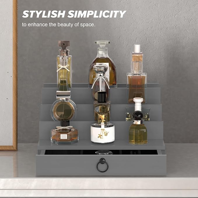 upcessory Cologne Organizer for Men, 4 Tier Black Wood Perfume Organizer - Image 9