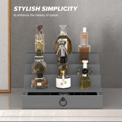 upcessory Cologne Organizer for Men, 4 Tier Black Wood Perfume Organizer - Image 9