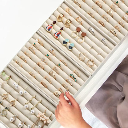 Highergo 8 Pcs Velvet Jewelry Trays Stackable Drawers Organizer Ring Earring - Image 5