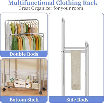 Simple Trending Clothing Clothes Rack Double Rods - Image 3