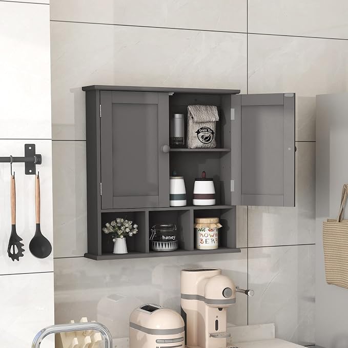 TaoHFE Grey Bathroom Cabinet, Bathroom Wall Cabinet - Image 2