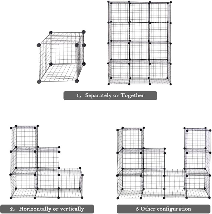 Tangkula Metal Wire Cube Storage, 12-Cube Stackable Free Standing Cubby Storage - Image 7
