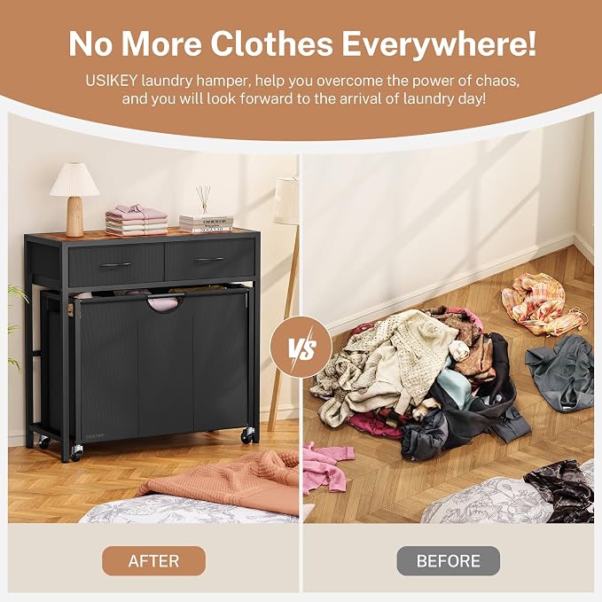Laundry Sorter, Rolling Laundry Hamper - Image 8