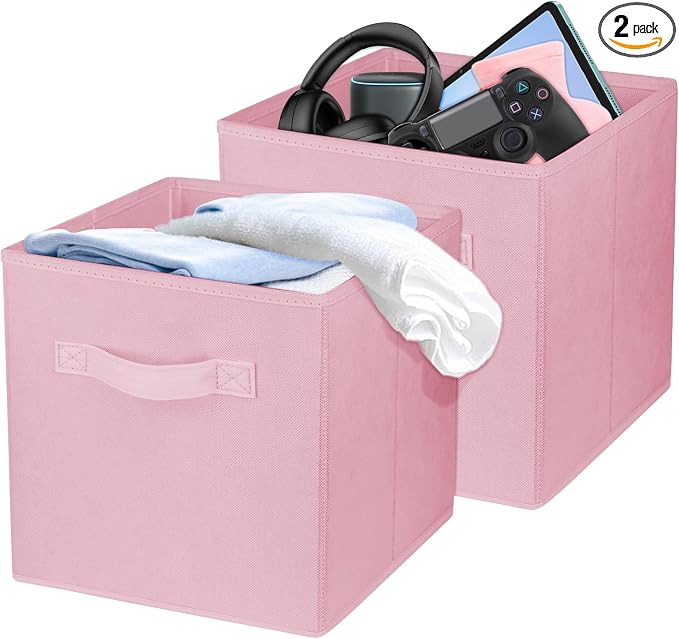 2 Pcs Storage Cubes, 10.5 Inch Collapsible Storage Bins, Fabric Foldable Bins by Zuihug