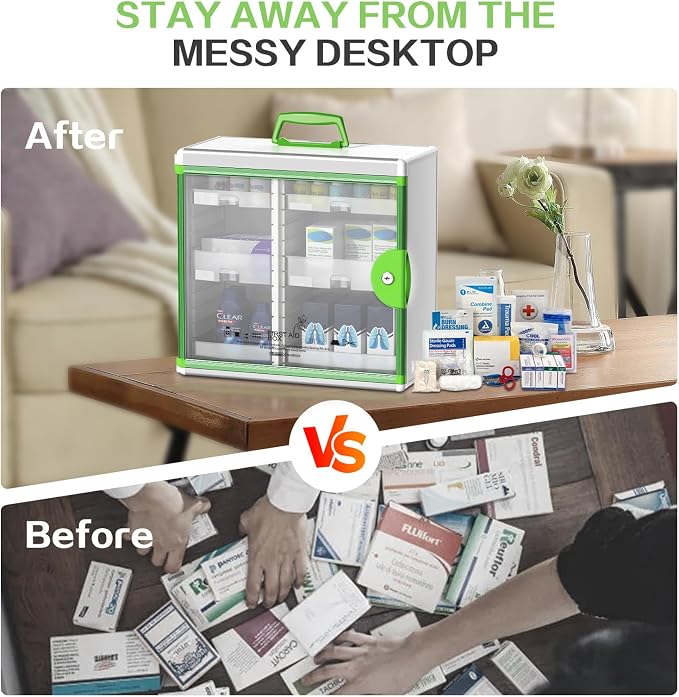 Lockable Medicine Cabinet with 6 Removable Trays, Wall Mounted & Portable - Image 7