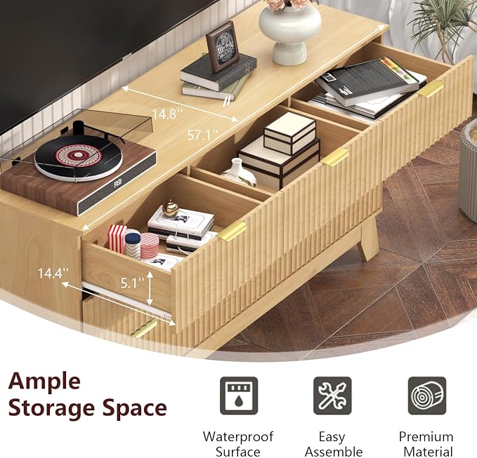 Fluted Dresser for Bedroom, 9 Drawer Dresser for Closet, TV Stand, Storage - Image 7