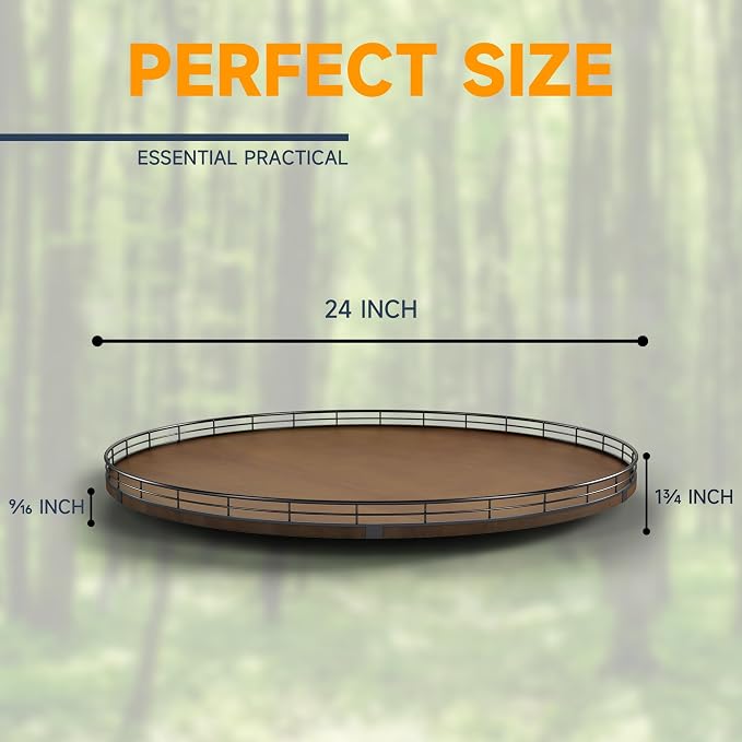 Farmhouse Oak 24" Lazy Susan Turntable Organizer - Image 5