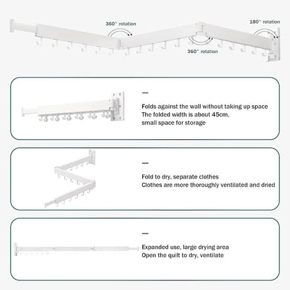 Wall Mounted Clothes Drying Rack, Collapsible, Retractable - Image 6