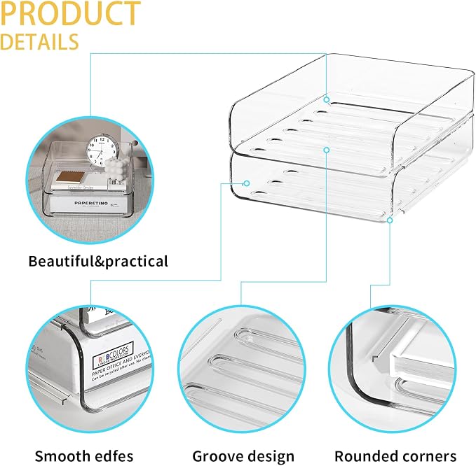 2-Tier Acrylic Paper Tray Organizer - Image 3