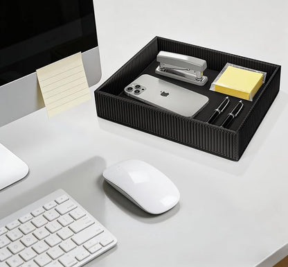 SITHON Valet Tray Desk Organizer, PU Leather Catchall Bedside Vanity Tray - Image 4