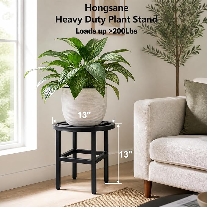 Plant Stand Indoor Outdoor, Heavy Duty Wrought Iron Pedestal Holders - Image 2