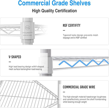 6 Tier NSF Metal Corner Shelf Wire Shelving Unit, 600lbs Capacity Heavy Duty - Image 6