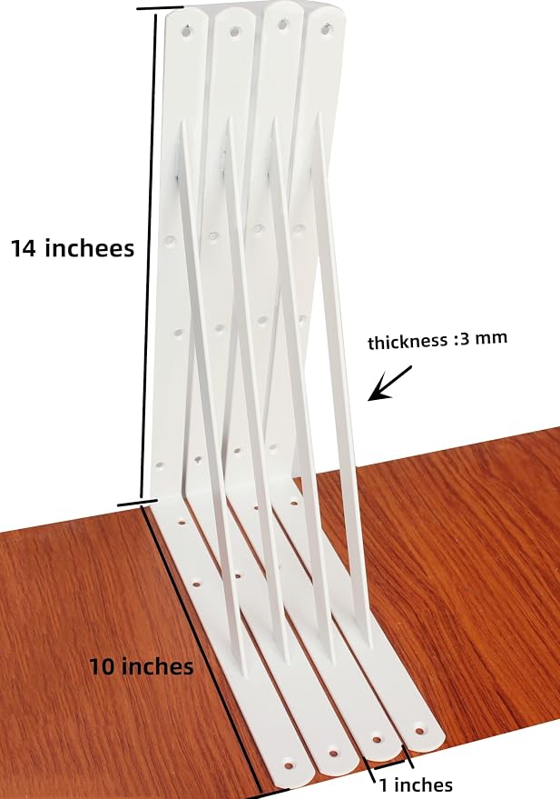16 Pack L14 x H 10" White Heavy Duty Shelf Brackets - Image 2