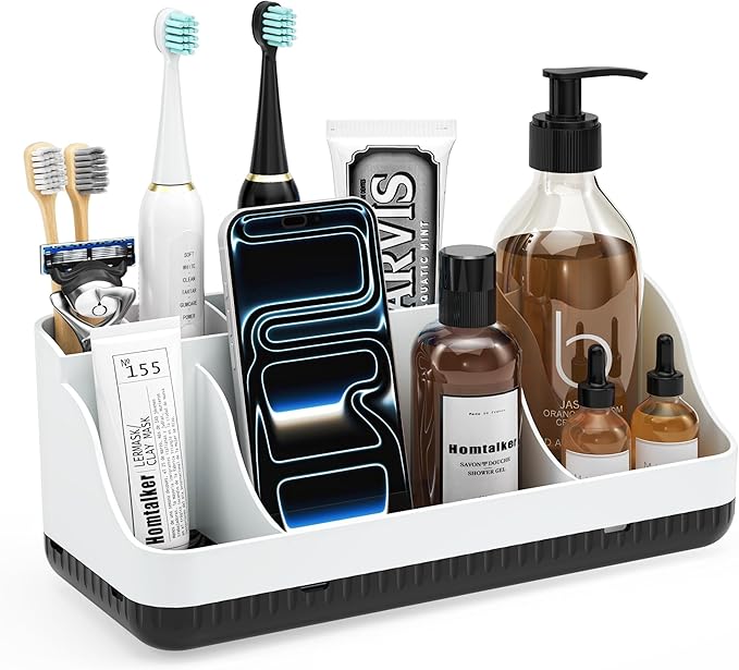 Bathroom Counter Organizer and Storage, 7 Slots Detachable Toothbrush Holders by Homtalker