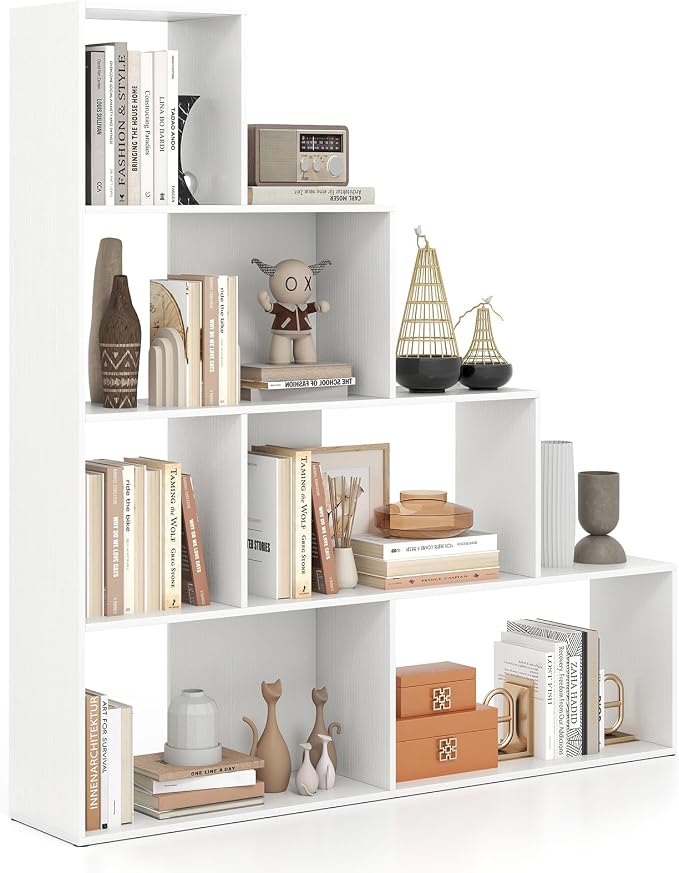 Tangkula 4-Tier Stepped Bookshelf, Freestanding 6 Cubes Ladder Bookcase by TANGKULA
