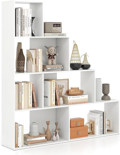Tangkula 4-Tier Stepped Bookshelf, Freestanding 6 Cubes Ladder Bookcase by TANGKULA