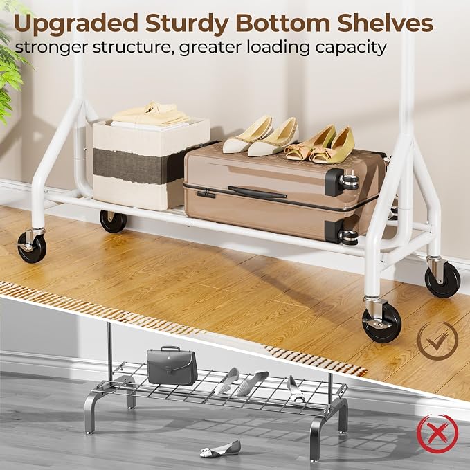 Heavy Duty Clothes Rack Load 450 LBS, Metal Garment Rack, Standing Rolling - Image 4