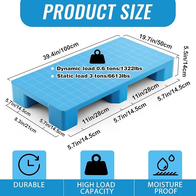 2 Pcs Plastic Pallet for Basement Storage Easy Stack Lightweight Floor Pallet - Image 2