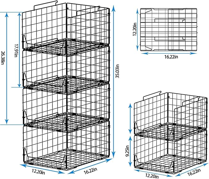 Stackable Closet Organizers and Storage Bins 4 Pack, Sturdy Metal Clothes - Image 3