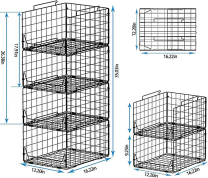 Stackable Closet Organizers and Storage Bins 4 Pack, Sturdy Metal Clothes - Image 3