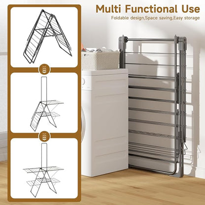 Bigzzia Clothes Drying Rack Foldable, 68.9Inch High Hanger Laundry Drying Rack - Image 2