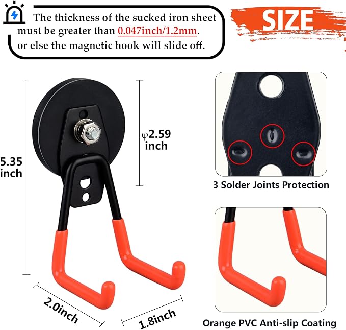 ULIBERMAGNET Heavy Duty Magnetic Garage Hooks, Strong Large Magnet Hooks - Image 2