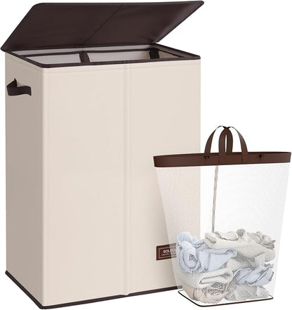 SOLEDI Laundry Hamper with Lid 130L Large & Tall Collapsible Laundry Basket by SOLEDI