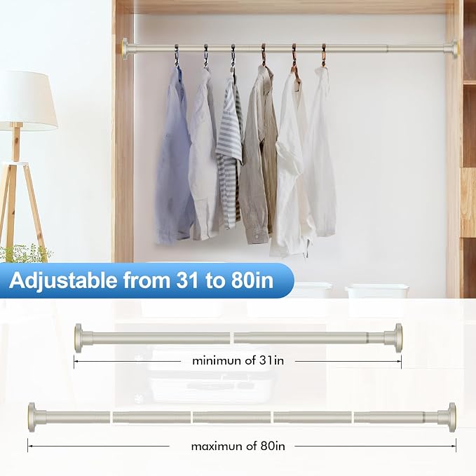 CorkLatta Brushed Nickel Shower Curtain Rod 31 to 80 Inch, 1 Inch Diameter - Image 4