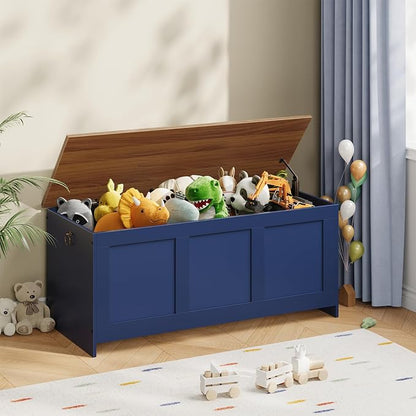 HOOBRO Storage Bench, 39.3" Retro Wooden Storage Chest, Wooden Storage Trunk - Image 2