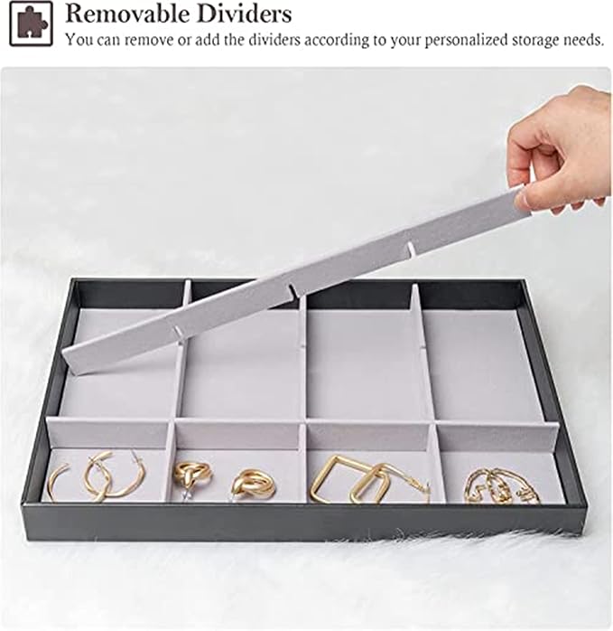 ProCase Stackable Large Jewelry Drawer Organizer, 3 Pack Velvet Jewelry - Image 6
