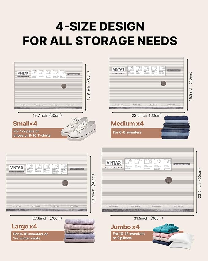 Vacuum Seal Bags for Clothing Travel, VINTAR 16 Pack Vacuum Storage Bags - Image 2