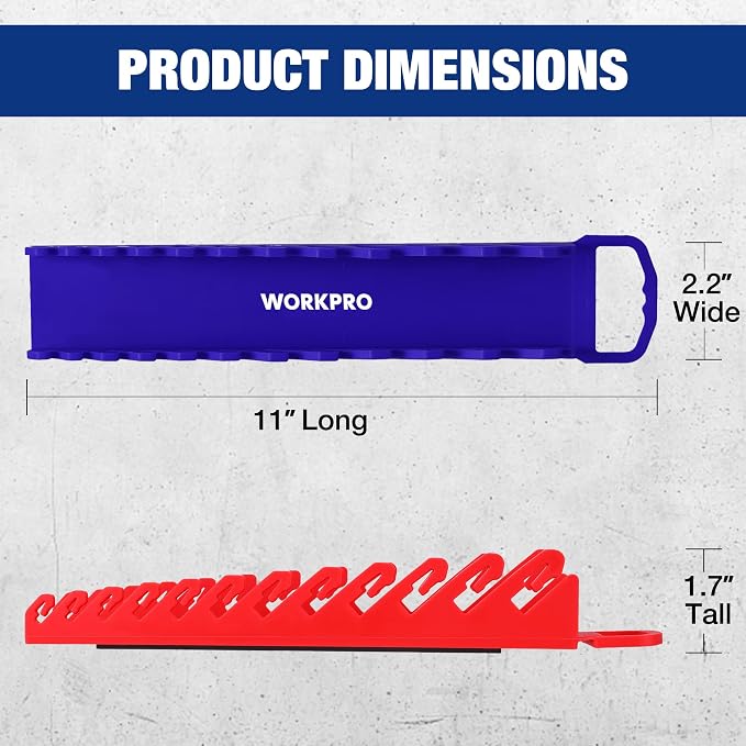 WORKPRO 2-Pack Magnetic Wrench Organizer, 12-Piece Gripper Wrench Holder - Image 2