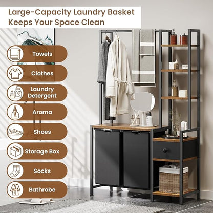 Laundry Hamper with Shelf, 5 Tiers Tall Laundry Basket Sorter with 2 Pull-Out - Image 5