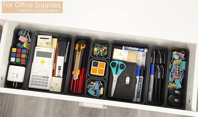 Kutesna 15PCS Interlocking Drawer Organizer, Plastic Desk Organizers Set | - Image 4