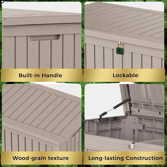180 Gallon Resin Deck Box, Waterproof Outdoor Storage Box - Image 8