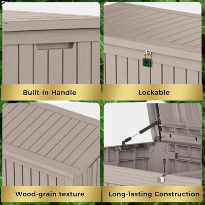 180 Gallon Resin Deck Box, Waterproof Outdoor Storage Box - Image 8