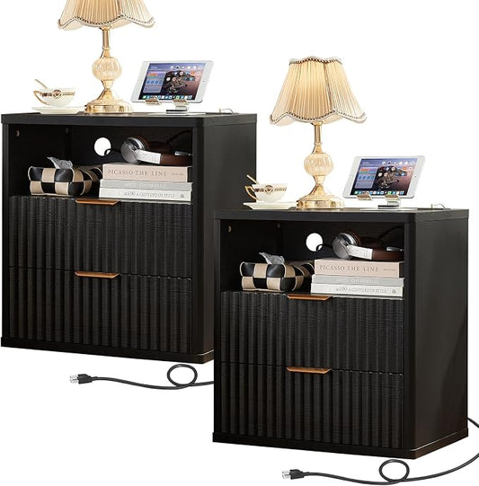 LEYAOYAO Fluted Farmhouse Nightstand Set of 2 by LEYAOYAO-Findtheshiningpointofyourideallife%EF%BC%81