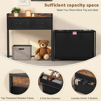 Laundry Hamper with 3 Section Rolling Bags, Laundry Sorter with Wheels - Image 5