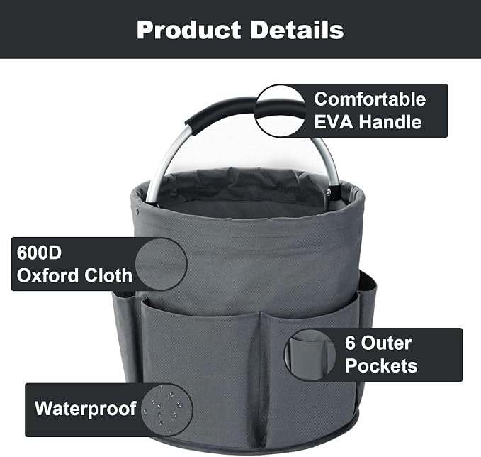 Cleaning Caddy with Handle, Cleaning Products Organiser, 17L Foldable Storage - Image 5