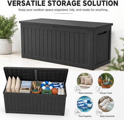182 Gallon Outdoor Deck Storage Box, Large Waterproof Resin Patio Storage Box - Image 3