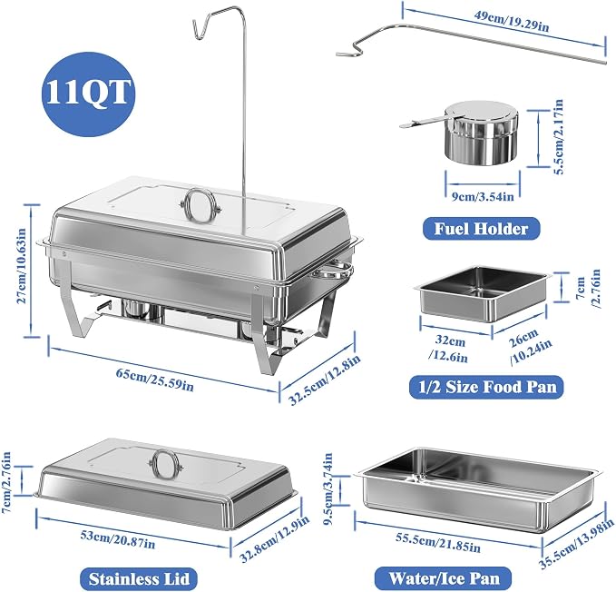 Chafing Dishes for Buffet 1 Pack, 11Qt Food Warmers for Parties Buffet - Image 6