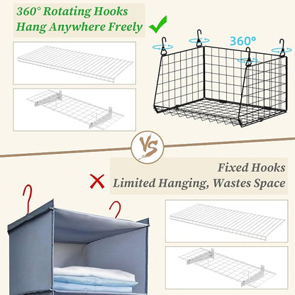 3-Pack Hanging Laundry Room Organizaton：Foldable Laundry Basket Wire Basket - Image 5