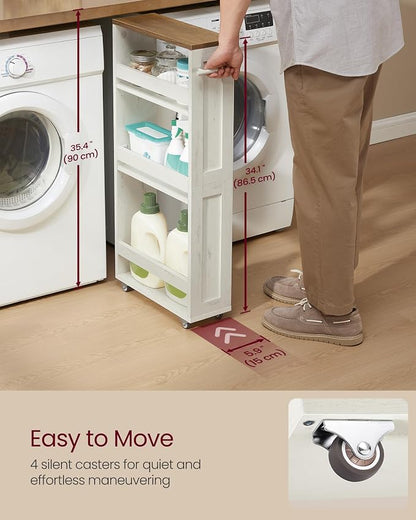 VASAGLE 4-Tier Slide-Out Storage Cart, Slim Kitchen Cart - Image 4