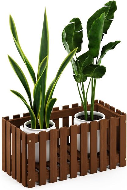 Furinno TIOMAN Planter Box, Hardwood Slat Style Flower Box, Rectangular Garden - Image 4