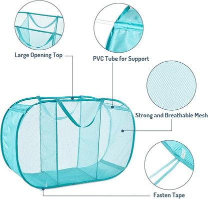 Seiritex Mesh Popup Laundry Hamper 3 Compartment Sortable Horizontal - Image 4