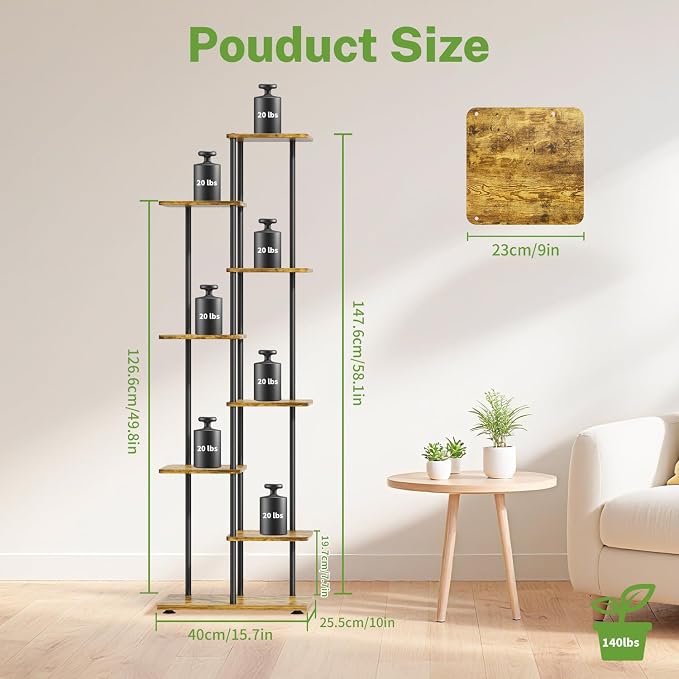 iDavosic.ly 7 Tier Tall Plant Stand Indoor, Tiered Corner Metal Wood Multiple - Image 2